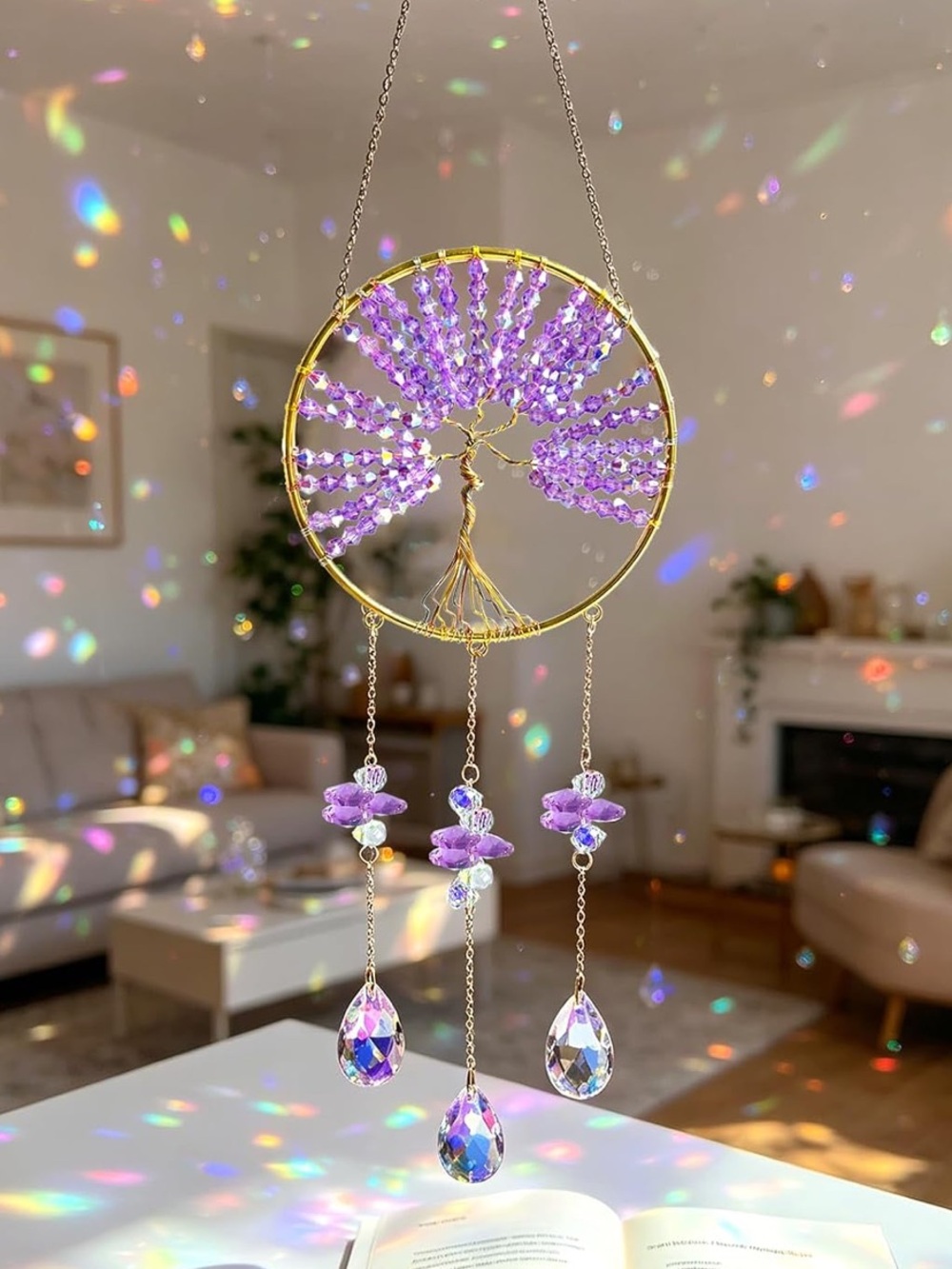 🆕New Amethyst Tree of Life Crystal Sun Catcher